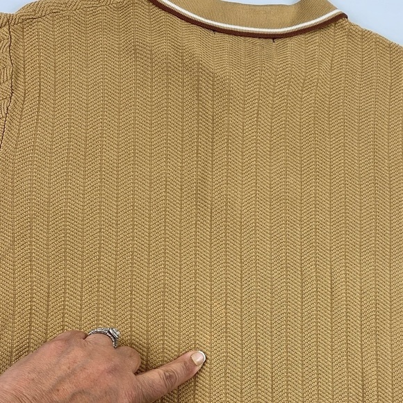 PJ PAUL JONES Men’s Knitted Polo Short Sleeve Textured Pullover Golf Shirt Sz XL - Picture 13 of 14